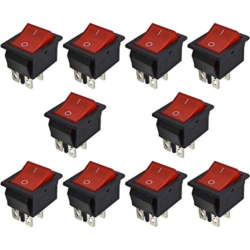 URBEST 10 Pcs KCD4 DPST ON-Off 4 Pin Rocker Boat Switch 16A/20A AC 250V/125V for Car, Motorcycle