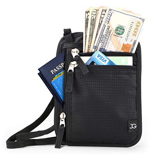 Neck Wallet RFID Blocking- Passport Holder Concealed Travel Pouch Wallet Carrier