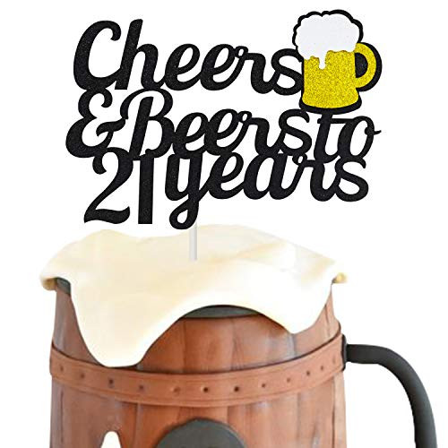 21 Birthday Cake Topper,Cheers & Beers to 21 Years Cake Topper,21th Birthday Wedding Anniversary Party Supplies 21 Birthday Cake Topper,Cheers & Beers to 21 Years Cake Topper,21th Birthday Wedding Anniversary Party Supplies