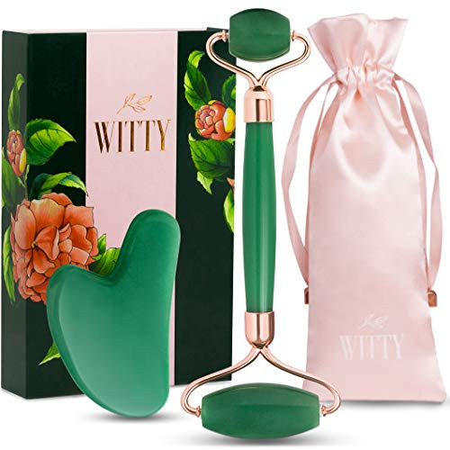 Jade Roller and Gua Sha Set - Real 100% Jade Roller for Face & Gua Sha Facial Tool - Face Roller - Face Massager for Wrinkles, Anti Aging Facial Roller Massager - Lymphatic Drainage Puffy Eye Massager Jade Roller and Gua Sha Set - Real 100% Jade Roller for Face & Gua Sha Facial Tool - Face Roller - Face Massager for Wrinkles, Anti Aging Facial Roller Massager - Lymphatic Drainage Puffy Eye Massager