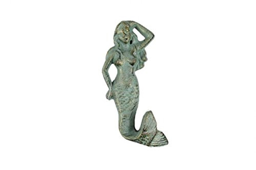 Hampton Nautical Cast Iron Mermaid Hook, 6", Antique Bronze