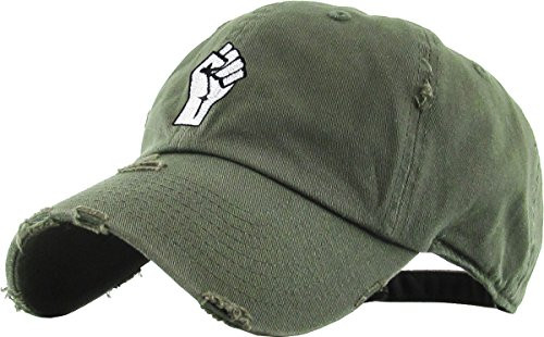 KBSV-046 OLV Fist Vintage Distressed Dad Hat Baseball Cap Polo Style Adjustable