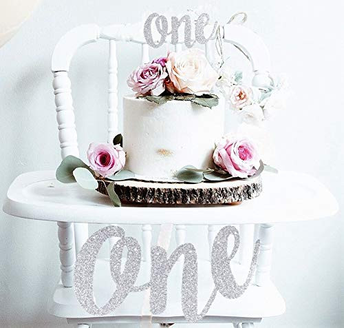 1st First Birthday Decoration Set One High Chair Banner and One Cake Topper (Silver) 1st First Birthday Decoration Set One High Chair Banner and One Cake Topper (Silver)