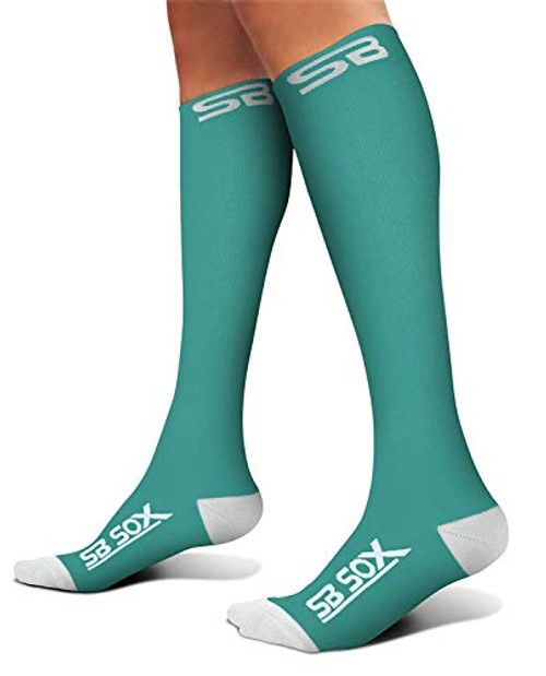 SB SOX Compression Socks (20-30mmHg) for Men & Women - Best Stockings for Running, Medical, Athletic, Edema, Diabetic, Varicose Veins, Travel, Pregnancy, Shin Splints (Green/White, Large) SB SOX Compression Socks (20-30mmHg) for Men & Women - Best Stockings for Running, Medical, Athletic, Edema, Diabetic, Varicose Veins, Travel, Pregnancy, Shin Splints (Green/White, Large)