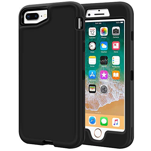 iPhone 8 Plus Case, iPhone 7 Plus Case, LOEV Heavy Duty Shockproof Full Body Defender Case Armor 3 Layer Hybrid Protective Anti-Scratch Hard Shell Rugged Cover for iPhone 7 Plus/8 Plus, Black