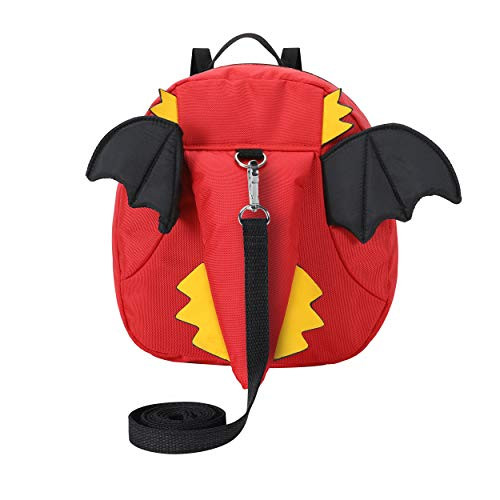EPLAZA Toddler Baby Little Dinosaur Leash Backpack with Anti Lost Wrist Leash for Child Kid Safety Walking (Little Dinosaur red)