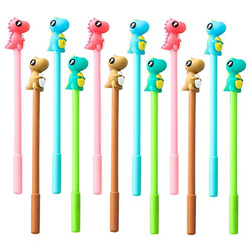 TOYMYTOY 12Pcs Dinosaur Pens,Cute Animal Gel Ink Pen for Stationery Office School Supplies,0.5mm,Black Ink