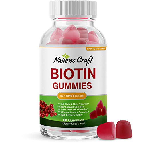 Natural Biotin Gummies for Hair Growth - Biotin Vitamins Hair Skin and Nails Gummies for Women and Men - Biotin Hair Growth Vitamins for Women with Pantothenic Acid and Biotin 5000mcg Hair Gummies