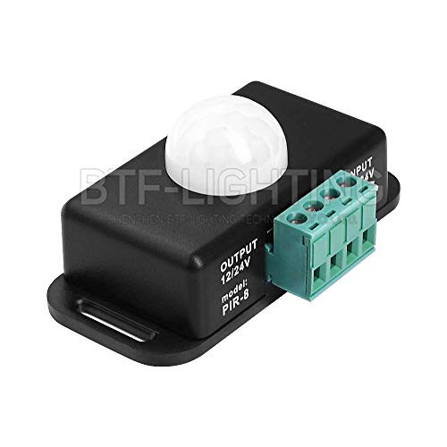 BTF-LIGHTING 12V 24V PIR Sensor LED Motion Sensor Switch Motion Timer Function Sign Control PIR Controller Suit for 5630/3014/5050/5730 Ect Monochrome LED Strip