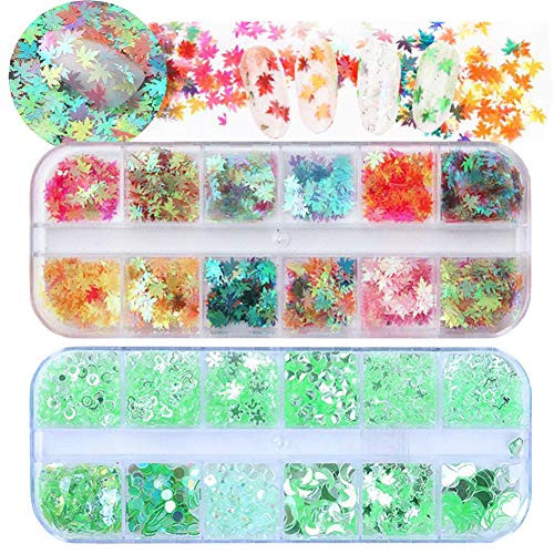 Holographic Nail Art Glitter Star Leaf Chunky Glitters Nail Sequins Flakes for Manicure DIY/Crafts (SET015A)