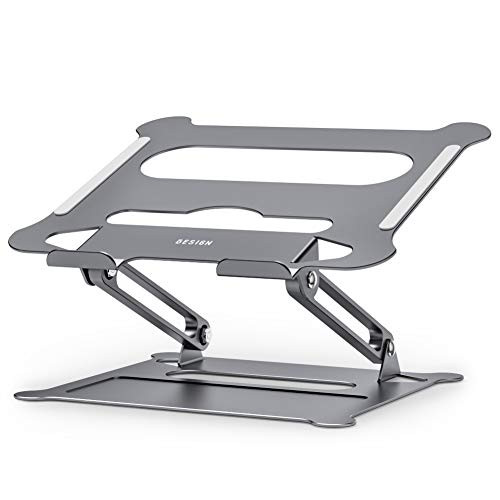 Besign LS05 Aluminum Laptop Stand, Ergonomic Adjustable Notebook Stand, Riser Holder Computer Stand Compatible with MacBook Air Pro, Dell, HP, Lenovo More 10-15.6" Laptops (Grey)
