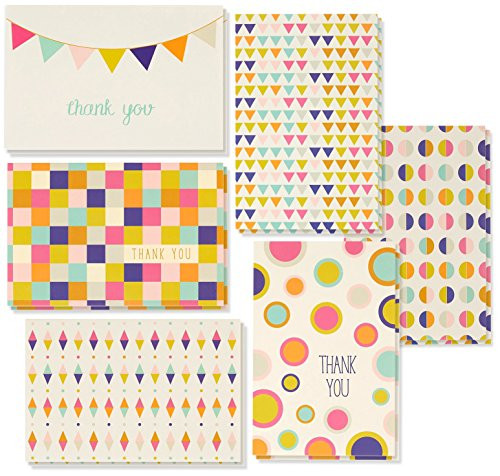 Thank You Cards - 48-Count Thank You Notes, Bulk Thank You Cards Set - Blank on the Inside, Unique Retro Geometric Design - Includes Thank You Cards and Envelopes, 4 x 6 Inches