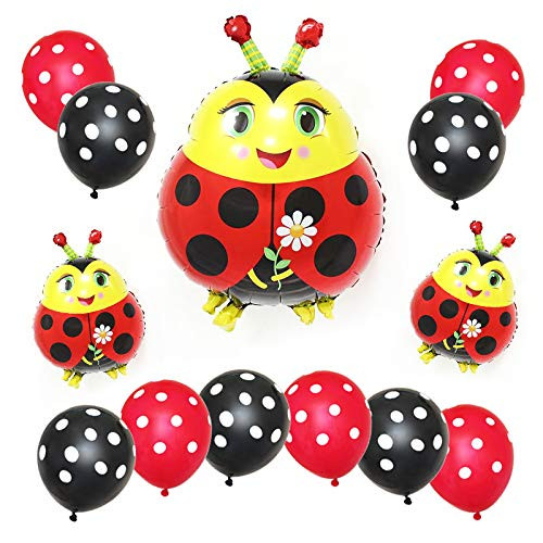 13 Pcs Ladybug Fancy Birthday Party Supplies Ladybug Balloons for Girls Birthday Party Baby Shower