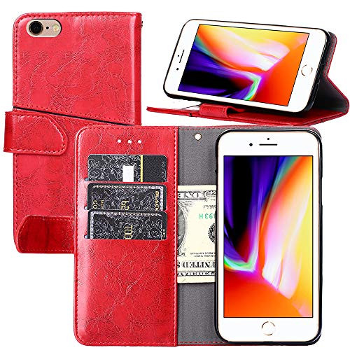 iPhone 6 Plus Case, iPhone 6S Plus Case, YEEGG Flip Cover Leather, Phone Wallet Case for Apple iPhone 6 Plus / 6S Plus (5.5 inch) - Red