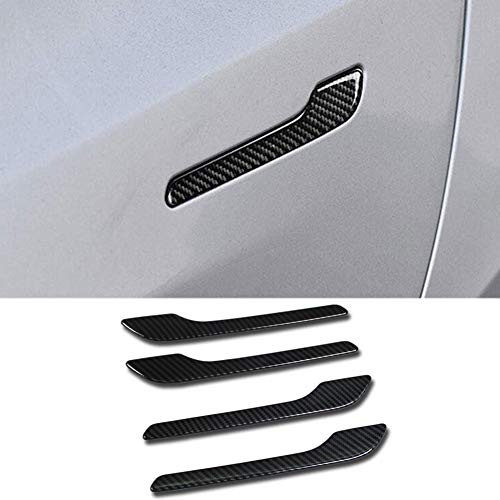 RQING for Tesla Model 3 2017 2018 2019 2020 Door Handle Cover Trims Carbon Fiber Pattern
