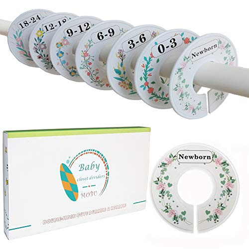 MOBU Baby Closet Size Dividers 7pcs Infant Baby Closet Dividers for Baby Clothes - Nursery Closet Size Dividers Toddler Baby Wardrobe Dividers Closet Organizer/Hangers Dividers