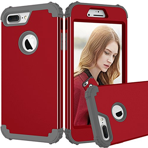 MAXCURY iPhone 7 Plus Case, (Heavy Duty) Three Layer Hybrid Sturdy Armor High Impact Resistant Protective Cover Case for iPhone 7 Plus in 5.5 inch (Red/Grey, iPhone 7 Plus) MAXCURY iPhone 7 Plus Case, (Heavy Duty) Three Layer Hybrid Sturdy Armor High Impact Resistant Protective Cover Case for iPhone 7 Plus in 5.5 inch (Red/Grey, iPhone 7 Plus)
