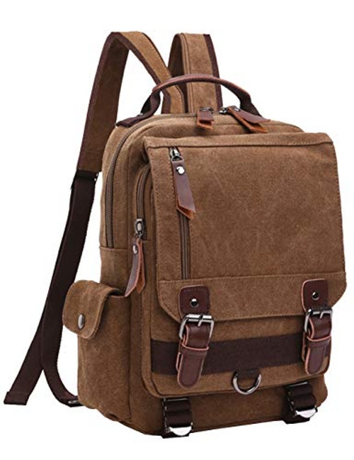 Mygreen Vintage Canvas Cross Body Messenger Backpack Rucksack for Men & Boys Casual Book Bag Sports Daypack