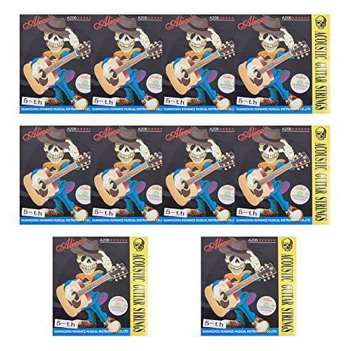 WANDIC Pack of 10 Alice Stainless Steel Folk Acoustic Guitar 5th A Strings Super Light A-042