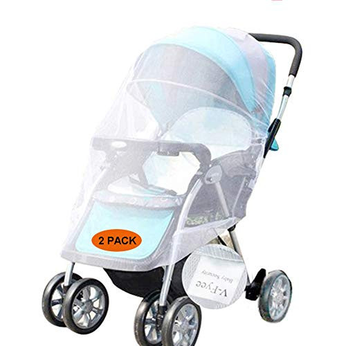 Mosquito Net for Stroller, Stroller Cover, V-FYee Insect Bug Netting for Strollers Infant Carriers, Car Seats, Cradles, White (2 Pack)