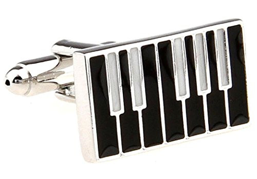 MRCUFF Piano Keys Inverted Black White Pair Cufflinks in a Presentation Gift Box & Polishing Cloth
