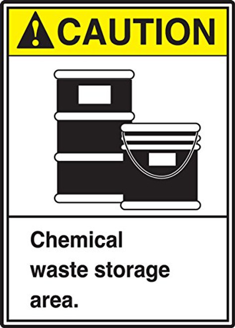 Accuform MRHL603VP Sign, Legend"Caution Chemical Waste Storage Area.", 14" Length x 10" Width x 0.055" Thickness, Plastic, 14" x 10", Yellow/Black on White Accuform MRHL603VP Sign, Legend"Caution Chemical Waste Storage Area.", 14" Length x 10" Width x 0.055" Thickness, Plastic, 14" x 10", Yellow/Black on White