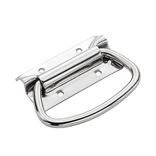 MroMax 86mmx46mm 201 Stainless Steel Toolbox Case Chest Ring Pull Handle Silver Sound