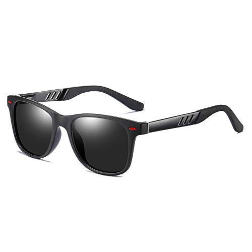 Polarized Sunglasses for Men Al-Mg TR90 Mens Sunglasses Retro Driving Shades Grey Lens/Matte Black Frame