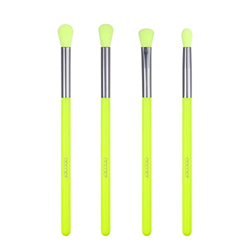 Docolor Neon Makeup Brushes 4 Piece Blending Brush Set Smoky Eye Shadow Contour Kit For Shading & Blending of Eyeshadow Cream Powder Highlighter