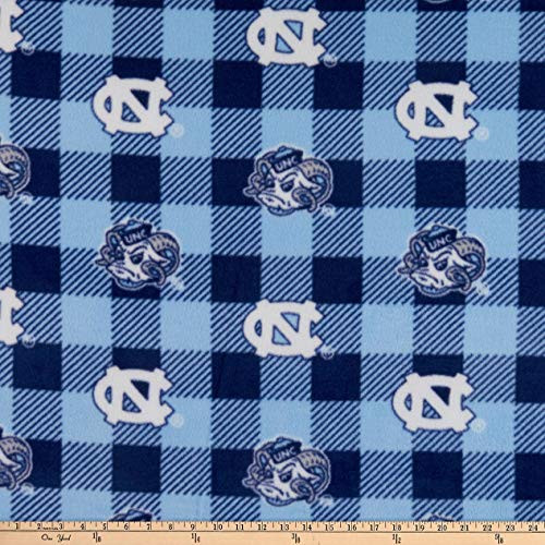 Sykel Enterprises NCAA North Carolina Tar Heels Buffalo Plaid Fleece, Blue Yard