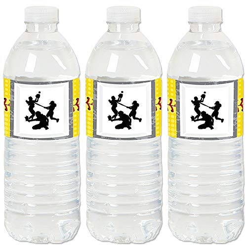 Grand Slam - Fastpitch Softball - Birthday Party or Baby Shower Water Bottle Sticker Labels - Set of 20