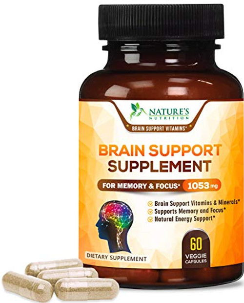 Brain Supplement, High Potency Nootropic 1000mg - Memory Pills to Support Clarity, Made in USA, Best Natural Mental Performance & Brain Support - 60 Capsules