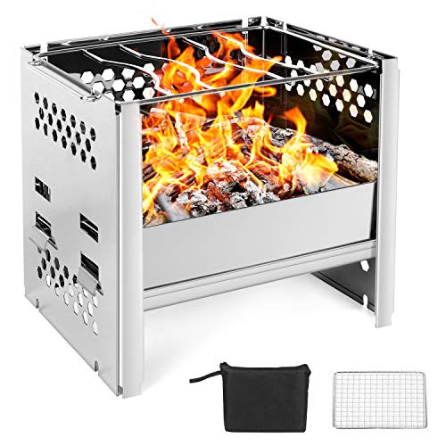 Odoland Camping Stove Wood Burning Camp Stove, Portable Foldable Lightweight Stainless Steel Backpacking Stove for Outdoor Hiking Backpacking Survival Picnic and BBQ Odoland Camping Stove Wood Burning Camp Stove, Portable Foldable Lightweight Stainless Steel Backpacking Stove for Outdoor Hiking Backpacking Survival Picnic and BBQ