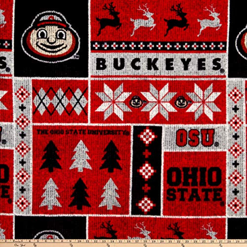 Sykel Enterprises NCAA-Ohio State 1182 Ugly Sweater Fleece Multi, Fabric by the Yard