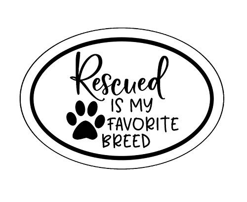 WickedGoodz Oval Rescued is My Favorite Breed Decal - Pet Paw Bumper Sticker - Perfect Dog Mom Gift WickedGoodz Oval Rescued is My Favorite Breed Decal - Pet Paw Bumper Sticker - Perfect Dog Mom Gift