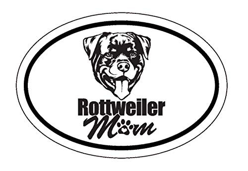 WickedGoodz Oval Rottweiler Mom Decal - Dog Mom Bumper Sticker - Perfect Rottweiler Breed Owner Gift