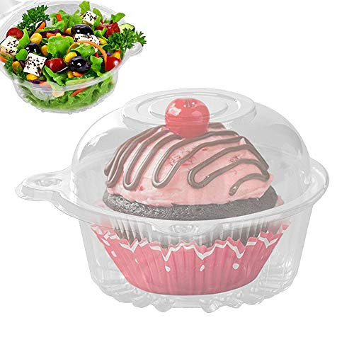 Plastic Single Individual Cupcake Containers, Clear Dome Box for Sandwich Hamburgers Fruit Salad Party Favor Cake Holder Muffin Case Cups Pod (Pack of 50) Plastic Single Individual Cupcake Containers, Clear Dome Box for Sandwich Hamburgers Fruit Salad Party Favor Cake Holder Muffin Case Cups Pod (Pack of 50)