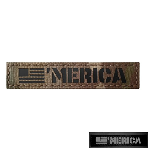 Merica 1x5 Multicam Infrared IR America USA Flag Name Branch Tape Tab IFF Morale Fastener Patch