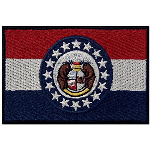 Missouri State Flag Embroidered Emblem Iron On Sew On MO Patch Missouri State Flag Embroidered Emblem Iron On Sew On MO Patch