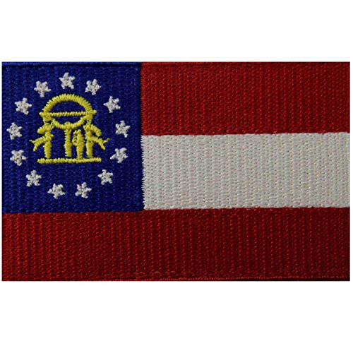 Georgia State Flag Embroidered Emblem Iron On Sew On GA Patch