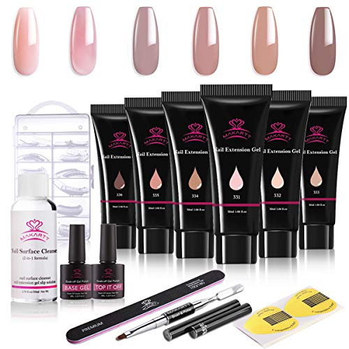 Makartt Poly Extension Gel, Nail Extension Kits 30ML Nude Nature Colors with Slip Solution Nail Art Equipment Set for Beginner or Nail Technician P-33