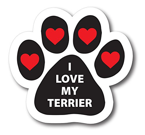 Magnet Me Up I Love My Terrier Pawprint Car Magnet Paw Print Auto Truck Decal Magnet