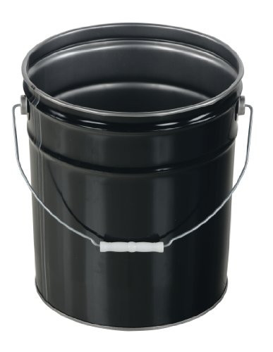 Vestil PAIL-STL-RI Steel Open Head Pail with Handle, 5 gallon Capacity, Black