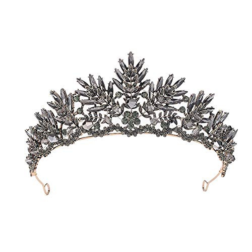 Sunshinesmile Bride Black Crystal Beads Bridal Tiaras Rhinestone Diadem Pageant Crown for Brides Headbands Wedding Hair Accessories Sunshinesmile Bride Black Crystal Beads Bridal Tiaras Rhinestone Diadem Pageant Crown for Brides Headbands Wedding Hair Accessories