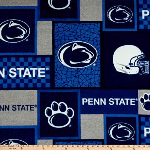 Sykel Enterprises NCAA Penn State Patch Fleece Multi, Fabric by the Yard