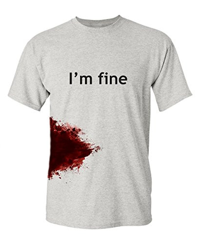 I'm Fine Graphic Novelty Sarcastic Funny T Shirt XL Ash