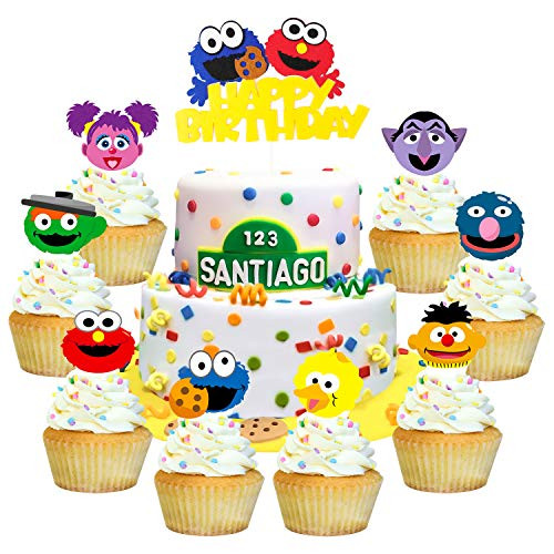PANTIDE 49 Pack Sesame Inspired Cake & Cupcake Toppers Kit, Happy Birthday Sesame Cake Topper Cupcake Toppers Elmo Cookie Monster Big Bird Birthday Party Supplies Favors Cake Decorations for Kids PANTIDE 49 Pack Sesame Inspired Cake & Cupcake Toppers Kit, Happy Birthday Sesame Cake Topper Cupcake Toppers Elmo Cookie Monster Big Bird Birthday Party Supplies Favors Cake Decorations for Kids