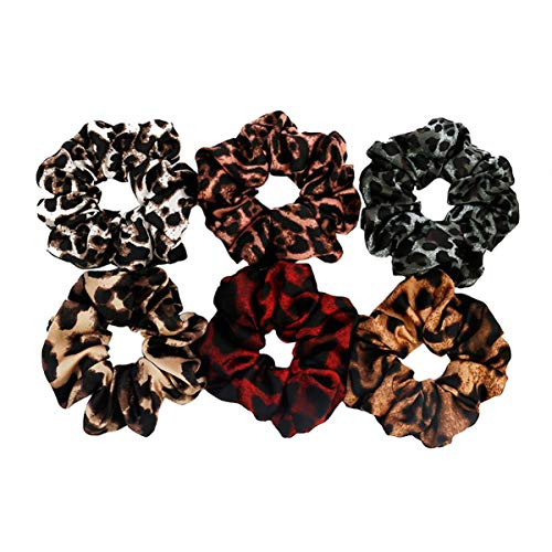Numblartd 6Pcs Leopard Scrunchies Hair Ties - Fashion Elastics Hair Scrunchie Hair Bands Ponytail Holder Hair Accessories for Women