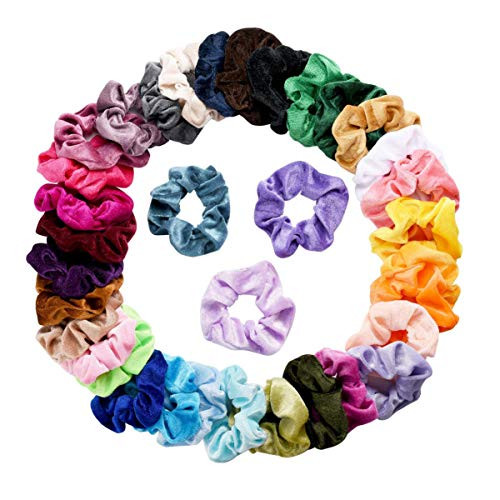 Numblartd 36Pcs Assorted Colors Velvet Hair Scrunchies Hair Bands Hair Ties Ropes - Fashion Elastics Scrunchy Hair Bands Ponytail Holder Hair Accessories for Women