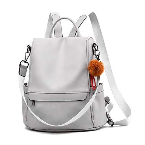 Women Backpack Purse PU Leather Anti-theft Casual Shoulder Bag Fashion Ladies Satchel Bags(Grey) Women Backpack Purse PU Leather Anti-theft Casual Shoulder Bag Fashion Ladies Satchel Bags(Grey)